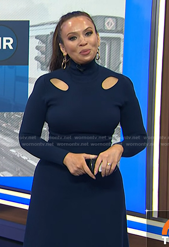 Adelle's navy cutout turtleneck dress on Today
