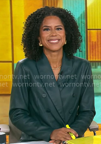 Adriana Diaz's green leather blazer on CBS Mornings