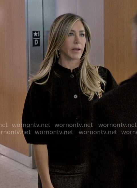 Alex's black puff-sleeve jacket on The Morning Show