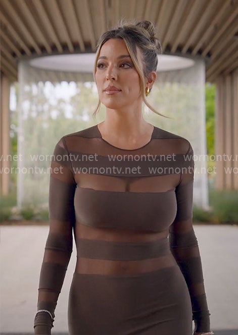 Alex's brown mesh striped dress on Selling the OC