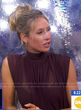 Alix Earle's burgundy gathered sheer top on Good Morning America