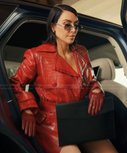 Allura's red crock leather jacket on Alls Fair