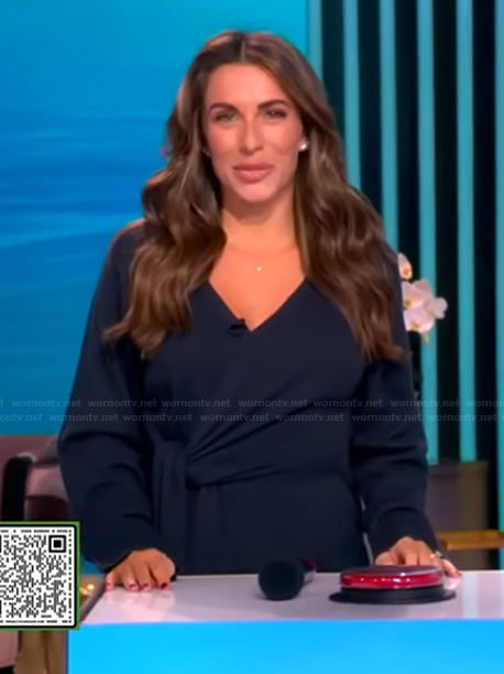 Alyssa's navy wrap dress on The View