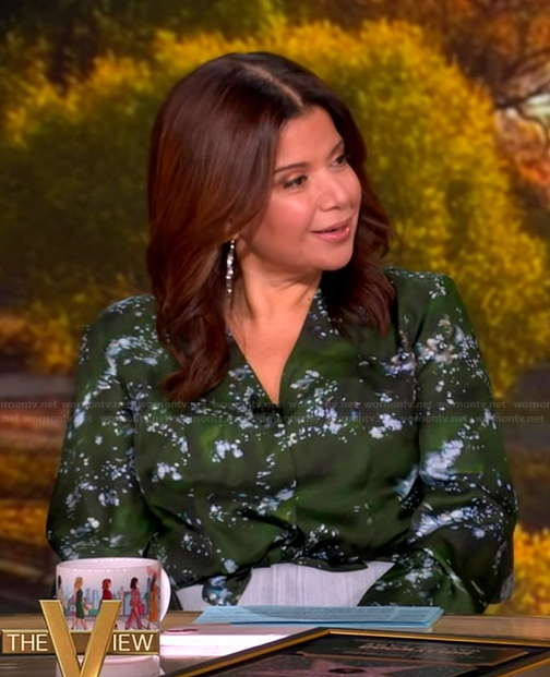 Ana's green printed blouse on The View