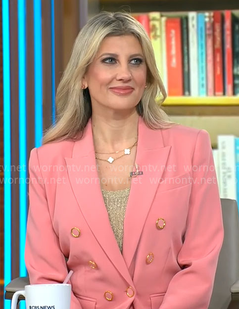 Angelique Rewers' pink blazer on CBS Mornings