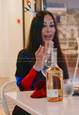 Angie's asymmetric gathered dress on The Real Housewives of Salt Lake City