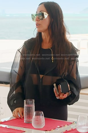 Angie's black organza jackdet on The Real Housewives of Salt Lake City