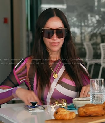 Angie's pink abstract print dress on The Real Housewives of Salt Lake City