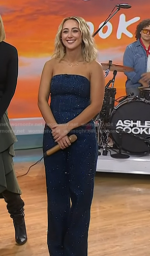 AShley Cooke's embellished strapless denim top and jeans on Today
