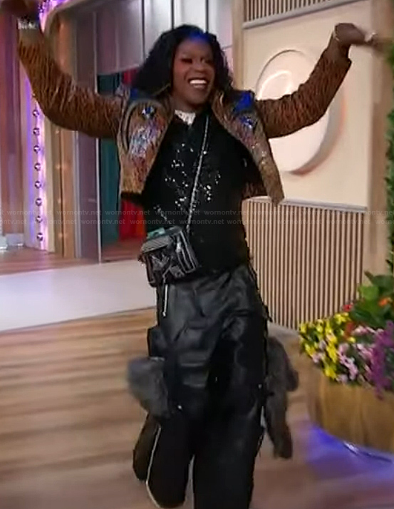 Big Freedia's leather jacket on Sherri