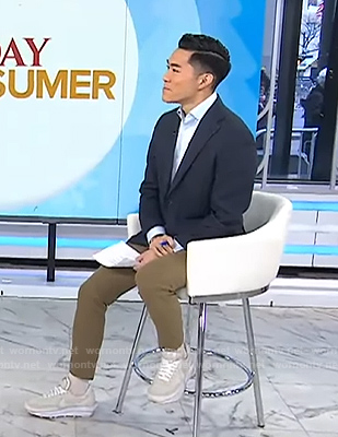 Brian Cheung's white nylon and suede panel sneakers on Today