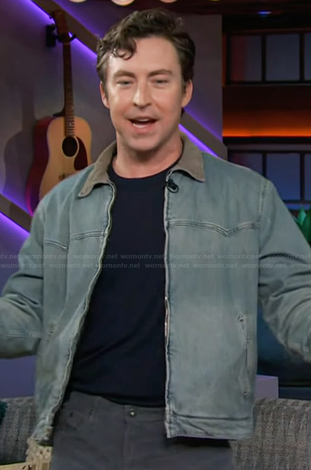 Brian Jordan Alvarez's contrast denim jacket on The Kelly Clarkson Show