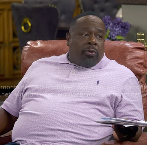 Calvin's lavender purple polo shirt on The Neighborhood