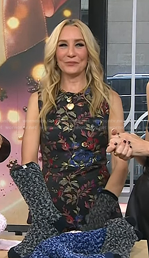Chassie's black floral jacquard top and pants on Today