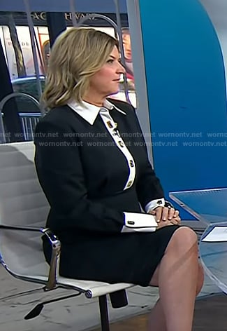 Christine's black contrast collar dress on Today