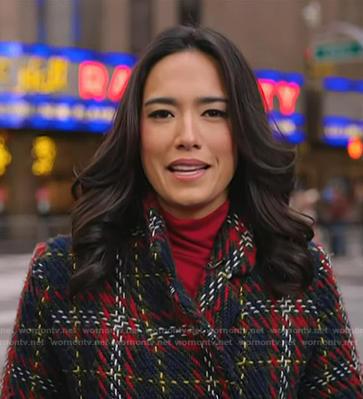 Emilie's navy plaid coat on Today