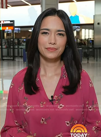 Emilie's pink floral v-neck blouse on Today