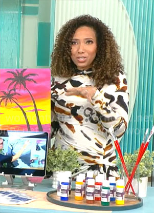 Gabrielle Kerr's white printed dress on CBS Mornings