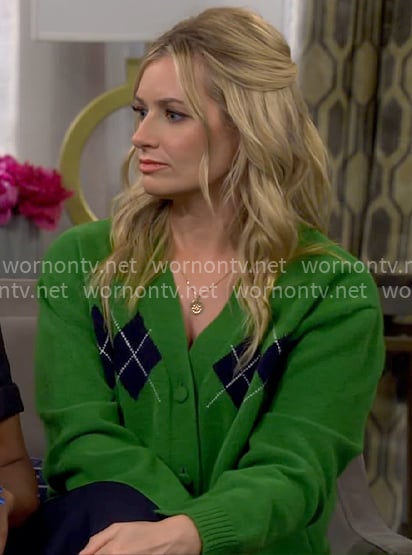 Gemma's green argyle cardigan on The Neighborhood