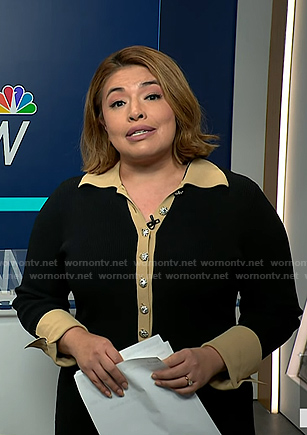 Gilma Avalos's black contrast trim dress on NBC News Daily