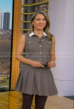 Ginger's beige pleated mini dress on Good Morning America