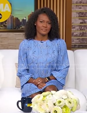 Janai's blue chain print dress on Good Morning America