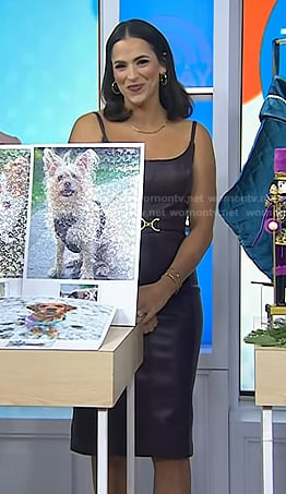 Janelle Cohen's dark purple leather dress on Today
