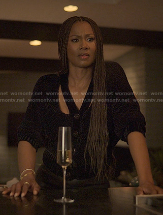 Jax's black cutout cardigan on Reasonable Doubt