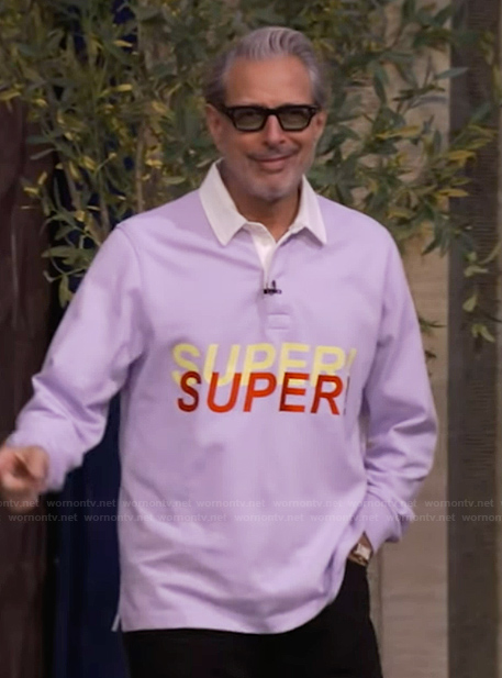 Jeff Goldblum's Super lilac rugby shirt on Live with Kelly and Mark