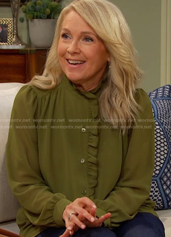 Jennifer's green ruffle blouse on Days of our Lives