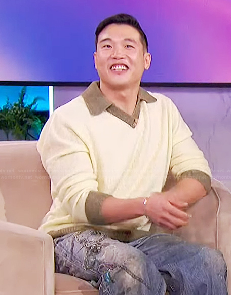 Joel Kim's knit polo sweater on The Jennifer Hudson Show