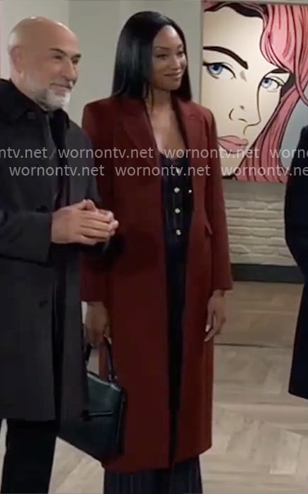Jordan's long burgundy coat on General Hospital