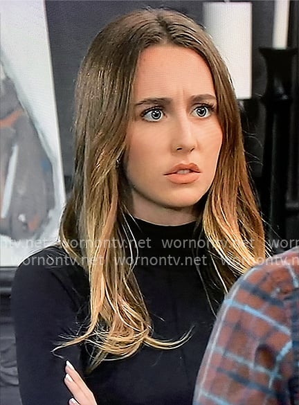 Josslyn's black mock-neck top on General Hospital