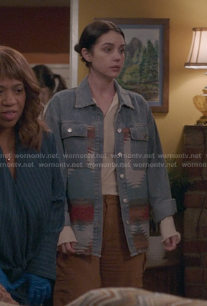 Jules's aztec denim jacket on Greys Anatomy