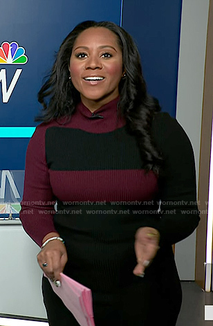 Kay's black colorblock sweater dress on NBC News Daily
