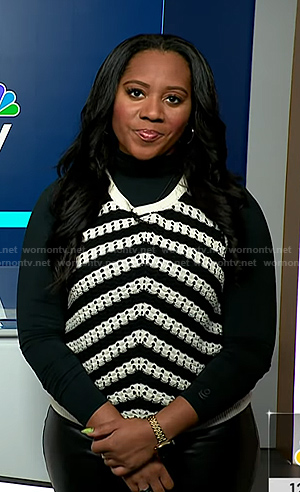 Kay's striped crochet knit vest on NBC News Daily
