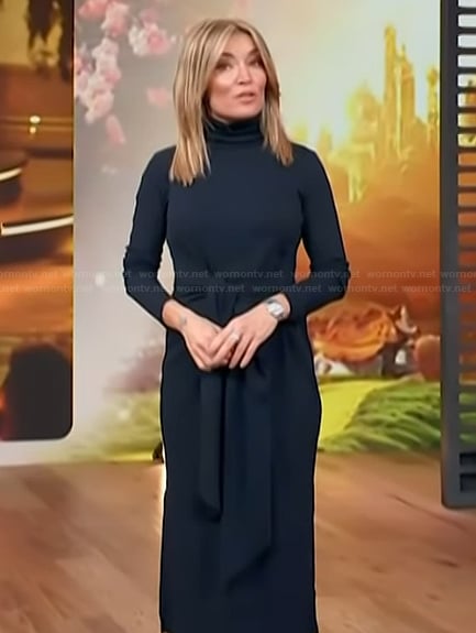 Kit's navy turtleneck dress on Access Hollywood