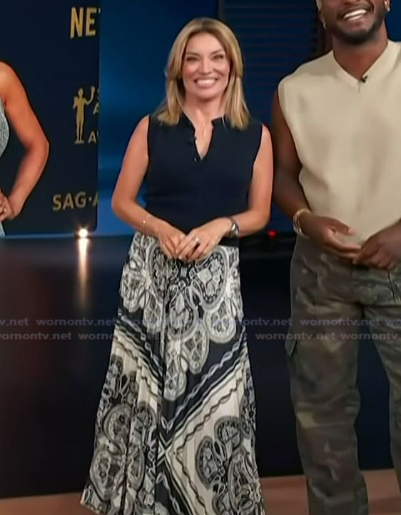 Kit's paisley print skirt on Access Hollywood