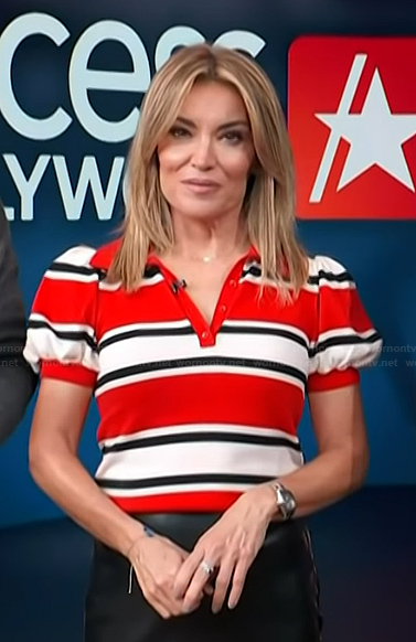 Kit's red stripe polo on Access Hollywood