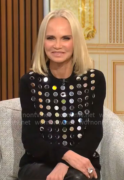 Kristin Chenoweth's black mirror dot sweater on CBS Mornings