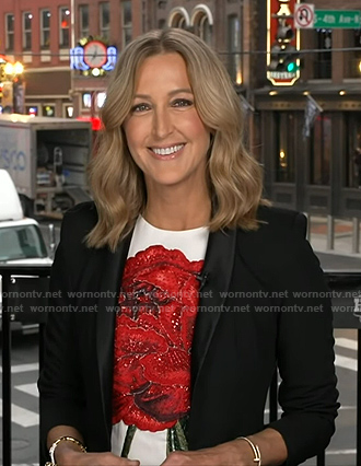 Lara's white floral embellished dress on Good Morning America