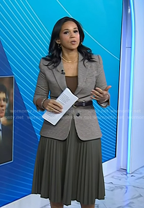 Laura's houndstooth blazer and pleated skirt on Today