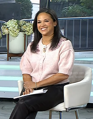 Laura's pink embellished cardigan on Today