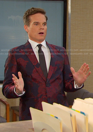 Leo's navy and red floral blazer on Days of our Lives