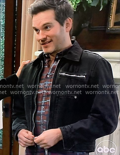 Lucas's dark brown jacket on General Hospital