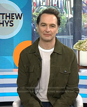 Matthew Rhys's green suede jacket on Today