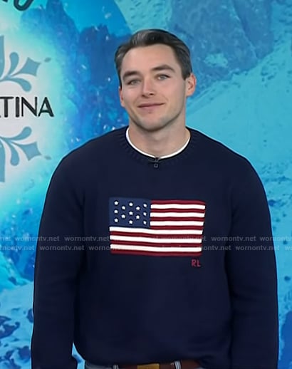 Milan Cortina's navy flag sweater on Today