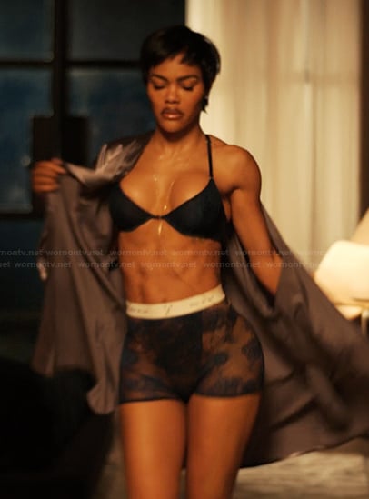 Milan's blue lace briefs on Alls Fair