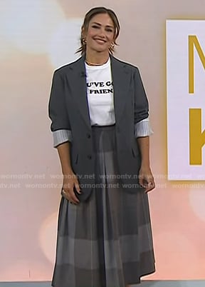 Minka Kelly's grey plaid skirt on Today