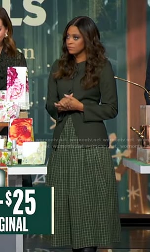Morgan's green check midi skirt on Good Morning America